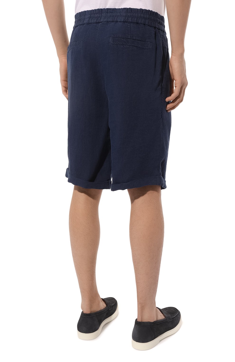 Льняные шорты BRUNELLO CUCINELLI темно-синего цвета по цене 83800 руб., арт. M243DU0020, фото 4 Льняные шорты BRUNELLO CUCINELLI, арт. M243DU0020, фото 4