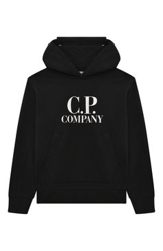 Детский хлопковое худи C.P. COMPANY черного цвета, арт. CUF00K/LCA76/10-14 | Фото 1 (Рукава: Длинные; Материал внешний: Хлопок; Мальчики Кросс-КТ: Худи-одежда; Автоматизация ТО: Проставлено; Автоматизация состава: Проставлено)