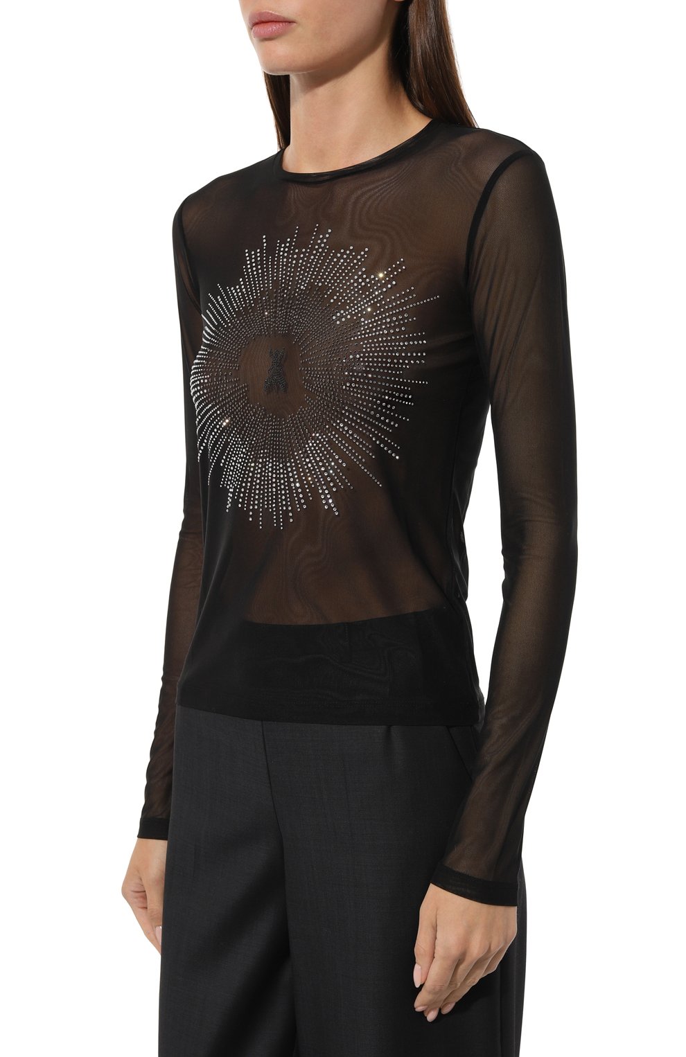 Топ с отделкой пайетками PATRIZIA PEPE черного цвета по цене 13800 руб., арт. 8M1519_J134, фото 3 Топ с отделкой пайетками PATRIZIA PEPE, арт. 8M1519_J134, фото 3