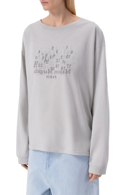 Хлопковый лонгслив Maison Margiela S51GC0545/M20164 Серый  S51GC0545/M20164 Фото 3