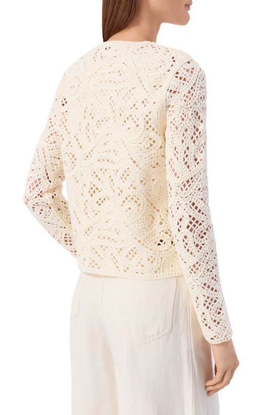 Хлопковый кардиган Emporio Armani EW002977/AF22471 Кремовый  EW002977/AF22471 Фото 4