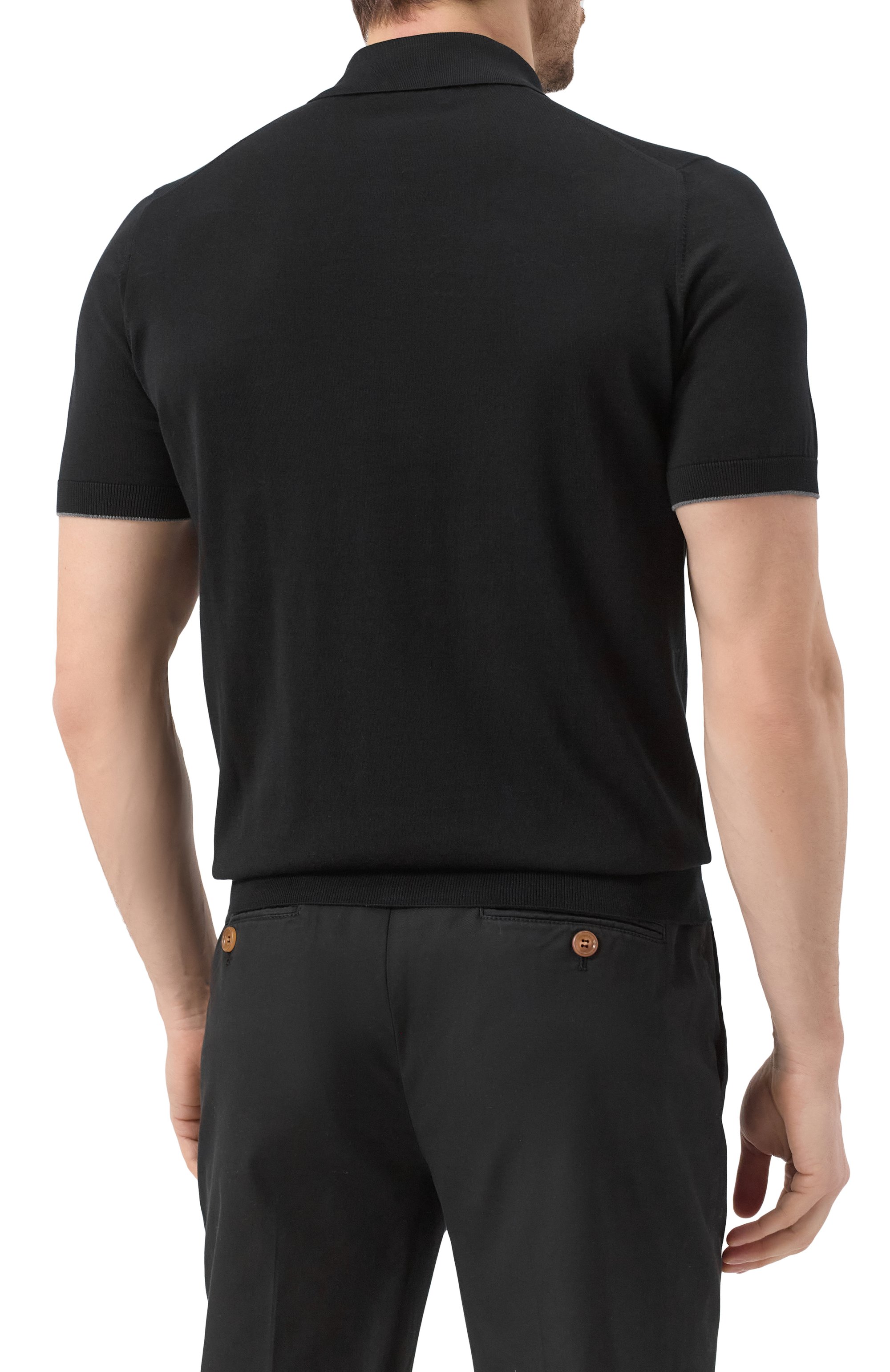 Хлопковое поло BRUNELLO CUCINELLI черного цвета по цене 74450 руб., арт. M29800125, фото 4 Хлопковое поло BRUNELLO CUCINELLI, арт. M29800125, фото 4