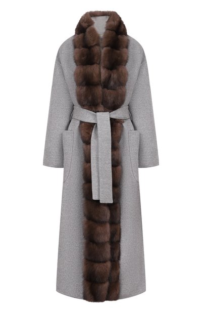 Женское кашемировое пальто с отделкой из соболя KITON, арт. D62693K0576L