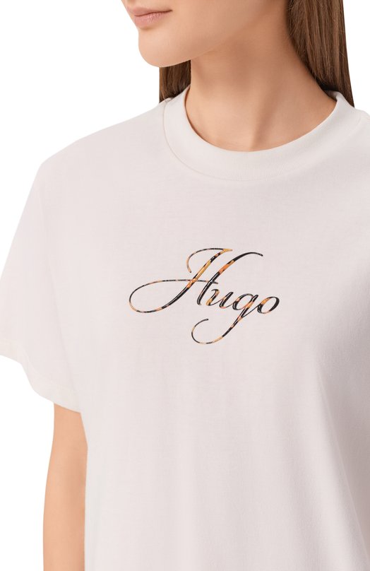 Хлопковая футболка HUGO 50560566 Белый  50560566 Фото 5