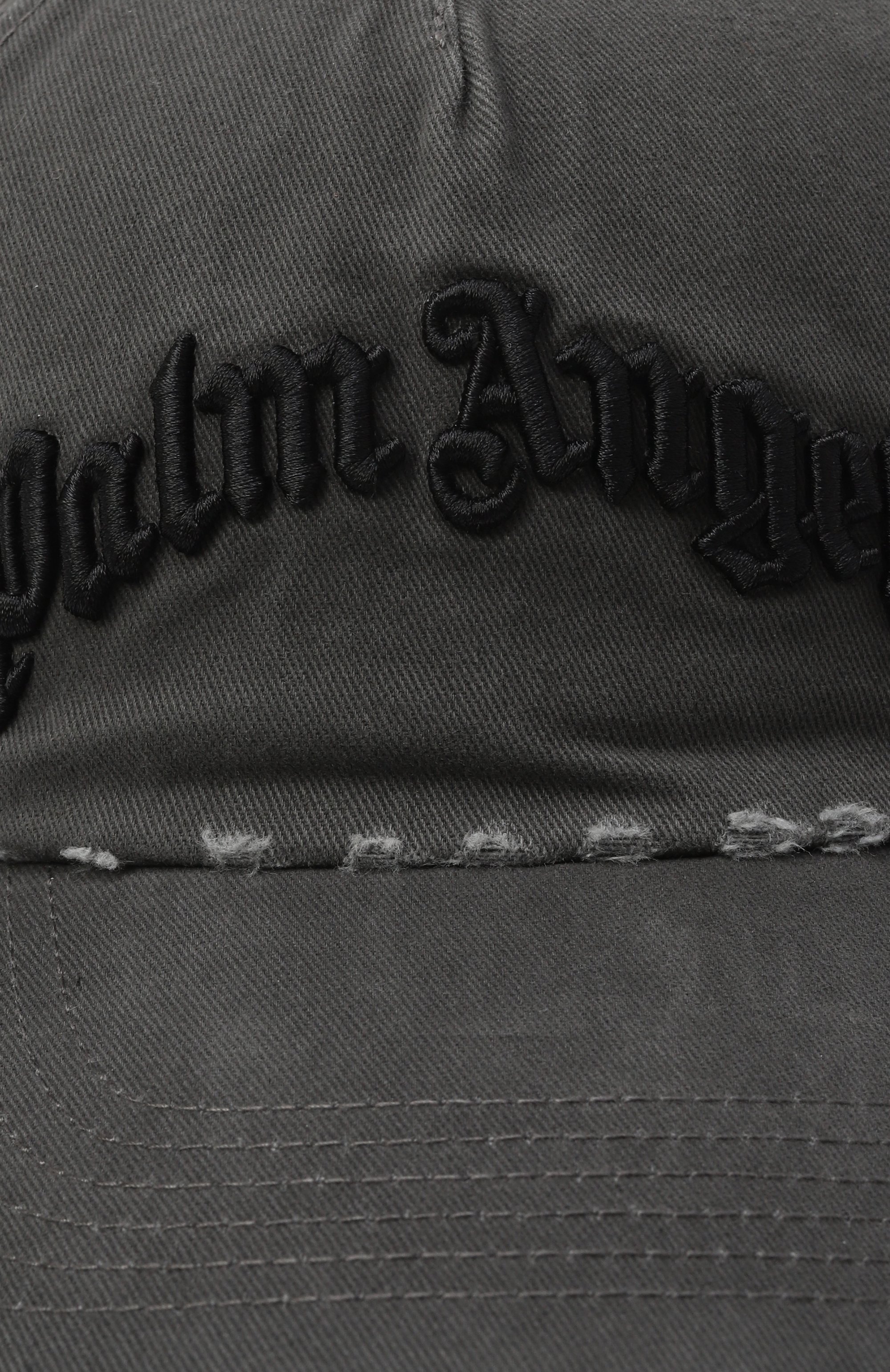 Хлопковая бейсболка PALM ANGELS темно-серого цвета по цене 26450 руб., арт. PWLB032F25FAB005, фото 3 Хлопковая бейсболка PALM ANGELS, арт. PWLB032F25FAB005, фото 3