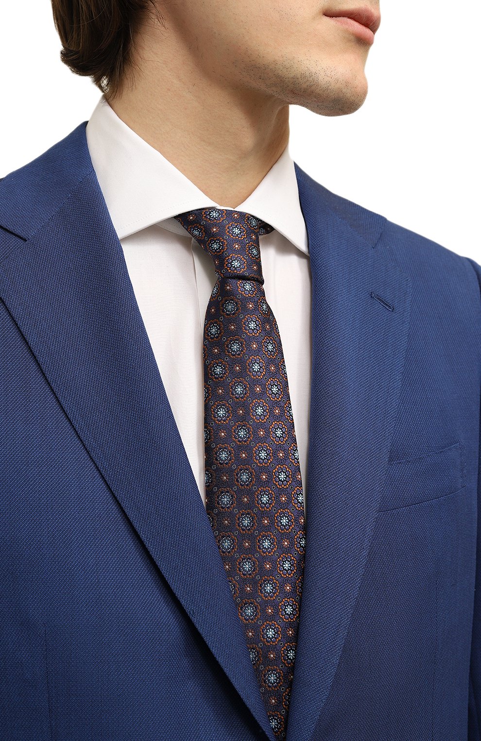Шелковый галстук CANALI темно-синего цвета по цене 17600 руб., арт. 18/HJ03659, фото 2 Шелковый галстук CANALI, арт. 18/HJ03659, фото 2