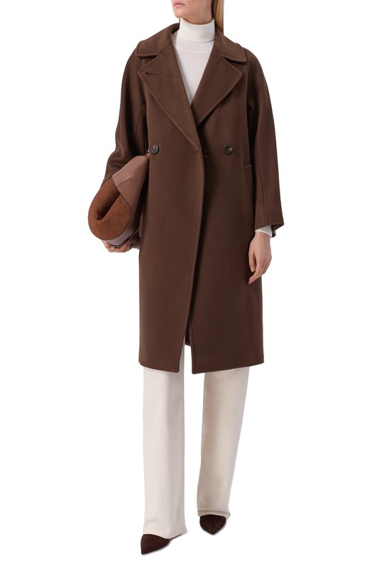 Шерстное пальто Weekend Max Mara RESINA Коричневый  RESINA Фото 2