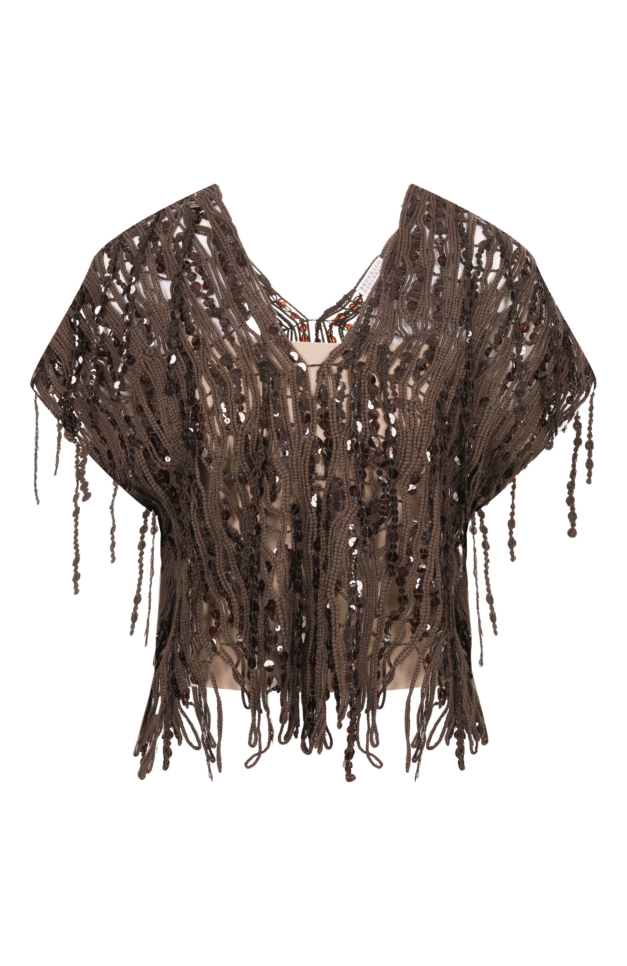 Хлопковый топ с отделкой пайетками BRUNELLO CUCINELLI, арт. M38R18602, фото 1