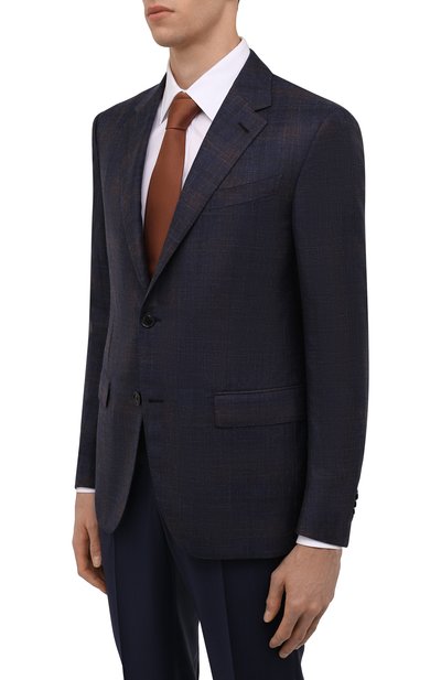 Пиджак из шерсти и шелка ZEGNA темно-синего цвета по цене 290500 руб., арт. 359015/15M220, фото 3 Пиджак из шерсти и шелка ZEGNA, арт. 359015/15M220, фото 3