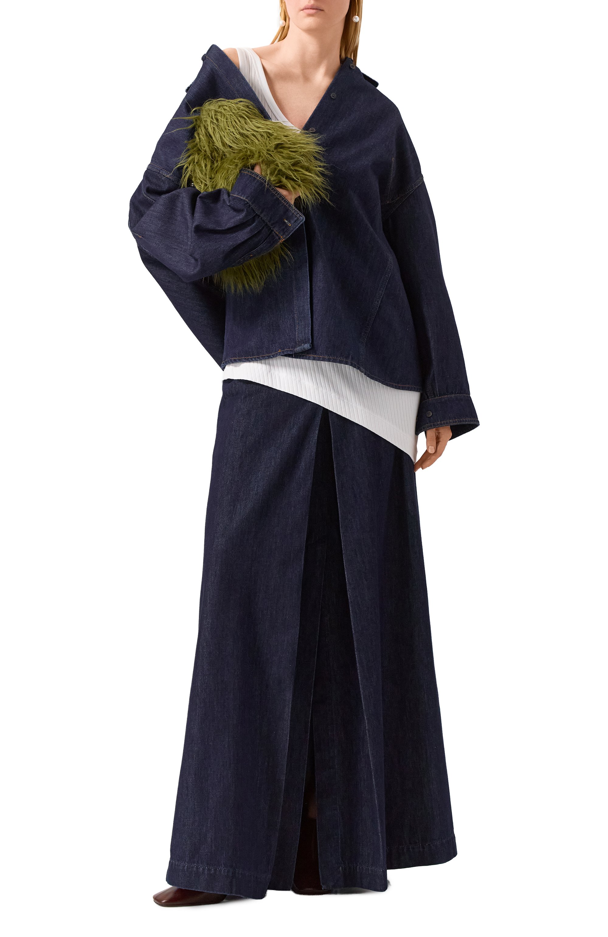 Джинсовая юбка DRIES VAN NOTEN синего цвета по цене 48300 руб., арт. 010809-8432, фото 2 Джинсовая юбка DRIES VAN NOTEN, арт. 010809-8432, фото 2
