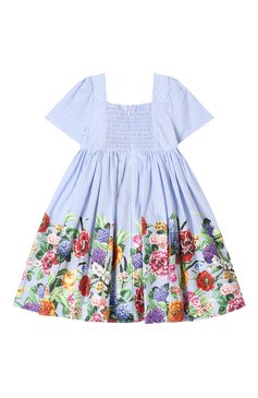 Женский комплект из платья и шорт DOLCE & GABBANA голубого цвета, арт. L24DG6/FI5K7 | Фото 3 (Материал сплава: Проставлено; Нос: Не проставлено; Материал внешний: Хлопок; Ростовка одежда: 6 мес | 68 см, 9 мес | 74 см, 12 мес | 80 см, 18 мес | 86 см, 24 мес | 92 см)