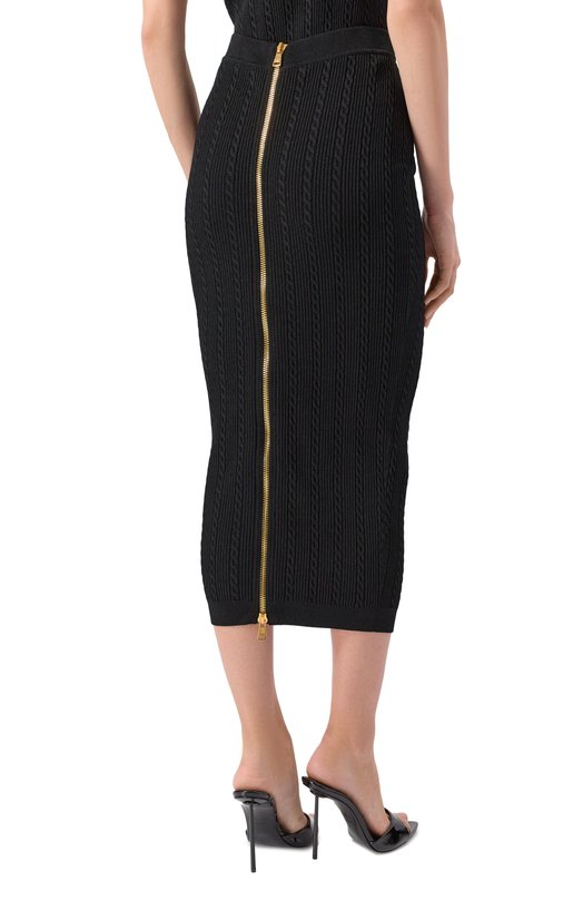 Юбка из вискозы Balmain FF1LD066/KI50 Чёрный  FF1LD066/KI50 Фото 4
