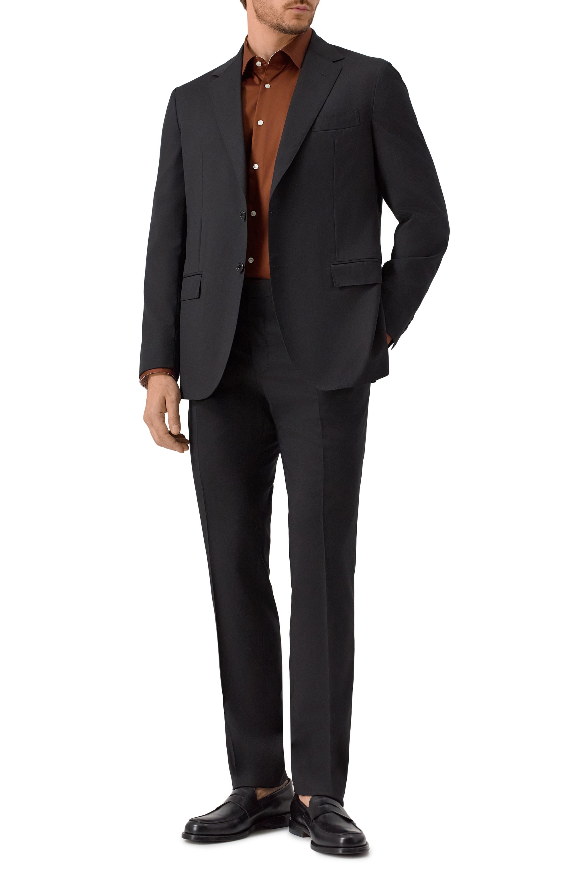 Хлопковая сорочка BOSS коричневого цвета по цене 17950 руб., арт. 50545145, фото 2 Хлопковая сорочка BOSS, арт. 50545145, фото 2