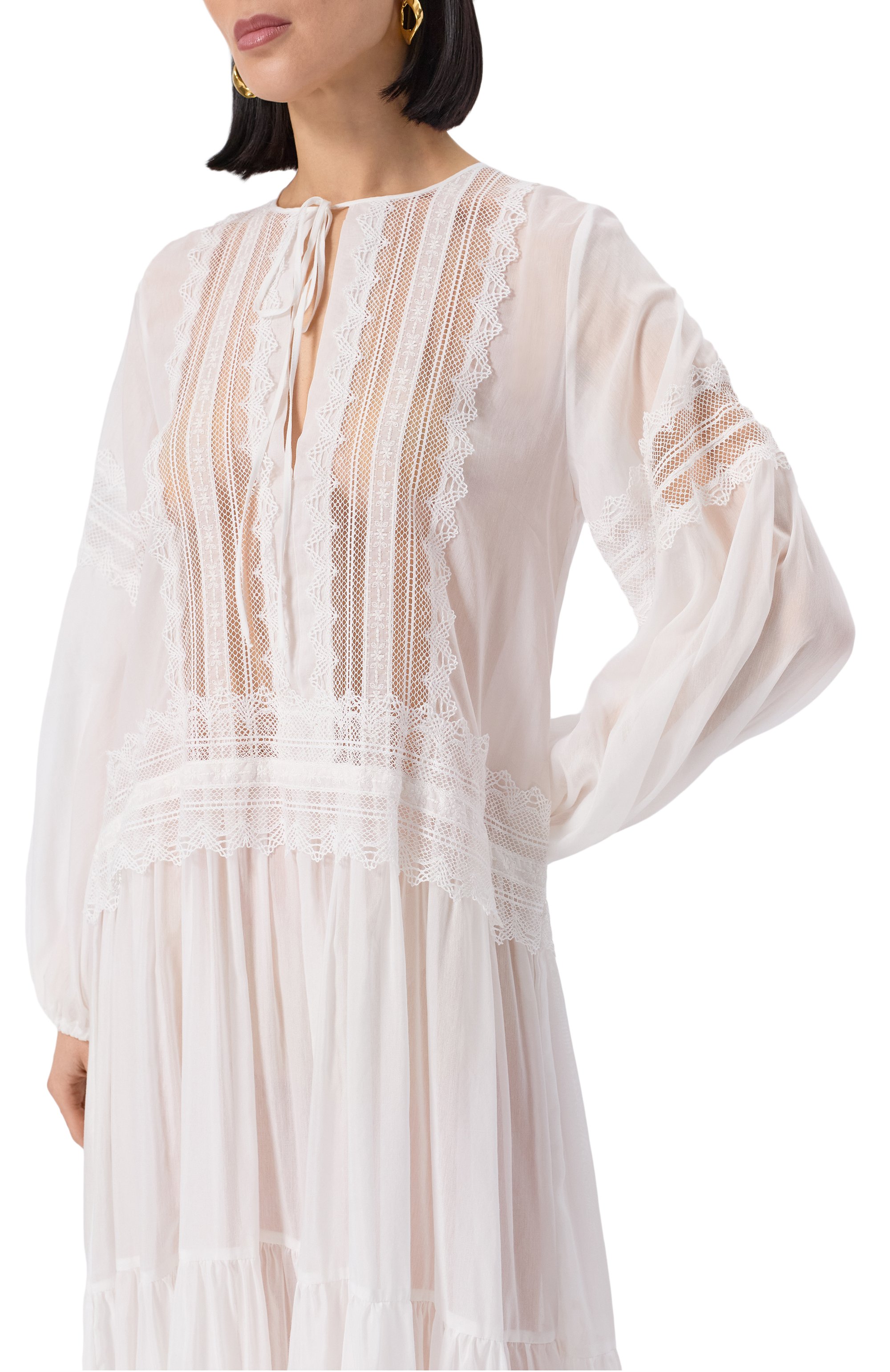 Платье из хлопка и шелка ERMANNO SCERVINO белого цвета по цене 99500 руб., арт. D464Q620RUQ, фото 5 Платье из хлопка и шелка ERMANNO SCERVINO, арт. D464Q620RUQ, фото 5