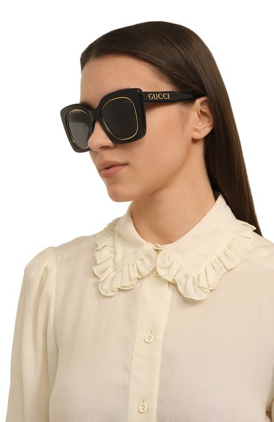 Солнцезащитные очки GUCCI черного цвета по цене 42150 руб., арт. GG1151S/691318 J0740, фото 2 Солнцезащитные очки GUCCI, арт. GG1151S/691318 J0740, фото 2