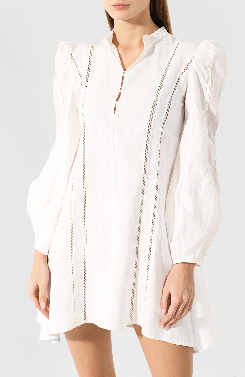 Платье из смеси хлопка и льна A MERE CO белого цвета по цене 34450 руб., арт. AMC/R19025, фото 3 Платье из смеси хлопка и льна A MERE CO, арт. AMC/R19025, фото 3