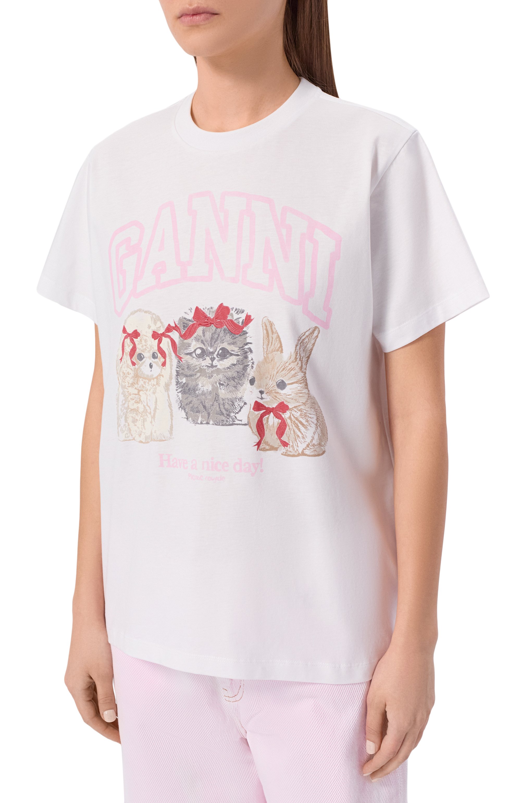 Хлопковая футболка GANNI, арт. A1050029, фото 3