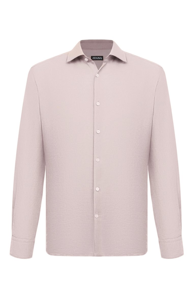 Мужская льняная рубашка ZEGNA светло-бежевого цвета, арт. UDX38A7/SRF5 | Фото 1 (Рукава: Длинные; Материал внешний: Лен; Длина (для топов): Стандартные; Воротник: Кент; Случай: Повседневный; Манжеты: На пуговицах; Принт: Однотонные; Стили: Кэжуэл; Автоматизация состава: Проставлено; Автоматизация ТО: Проставлено; Детали: Без декора)