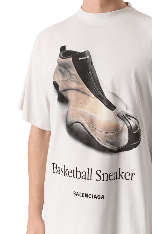 Хлопковая футболка Balenciaga 831305/TSVN3 Кремовый  831305/TSVN3 Фото 5
