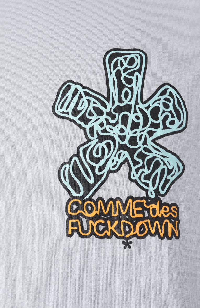 М�ужская хлопковая футболка COMME DES FUCKDOWN серого цвета, арт. CFABM01591 | Фото 6 (Материал внешний: Хлопок; Рукава: Короткие; Материал сплава: Проставлено; Длина (для топов): Стандартные; Драгоценные камни: Проставлено; Принт: С принтом; Стили: Гранж; Кросс-КТ: Джерси; Мужское Кросс-КТ: Футболка-одежда)