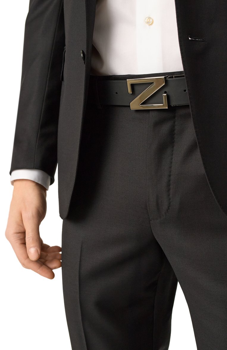 Мужской двусторонний ремень ZEGNA черного цвета, арт. B091AZ/LH0PI | Фото 3 (Нос: Не проставлено; Материал: Натуральная кожа; Случай: Повседневный)