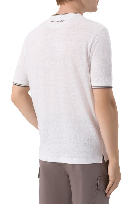 Льняная футболка Stefano Ricci K919070G10/T26104 Белый  K919070G10/T26104 Фото 4