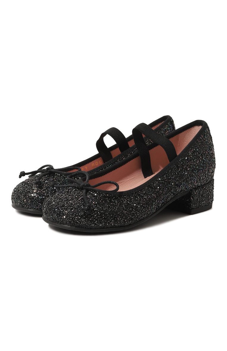 Детские туфли PRETTY BALLERINAS черного цвета, арт. 48807 | Фото 1 (Материал внешний: Текстиль; Материал внутренний: Натуральная кожа; Нос: Не проставлено; Региональные ограничения белый список (Axapta Mercury): Не проставлено; Автоматизация состава: Проставлено)