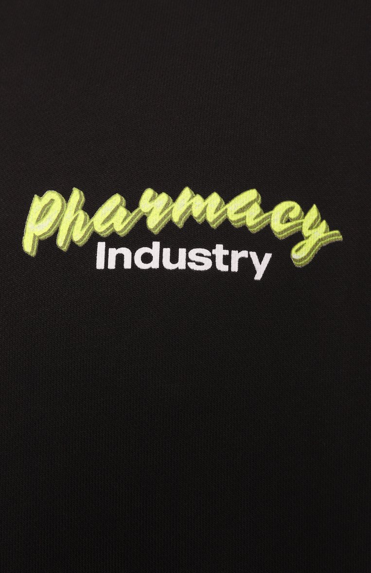 Мужской хлопковое худи PHARMACY INDUSTRY черного цвета, арт. PHABM00227 | Фото 6 (Длина (для топов): Стандартные; Рукава: Длинные; Материал внешний: Хлопок, Синтетический материал; Принт: С принтом; Стили: Гранж; Мужское Кросс-КТ: Худи-одежда)