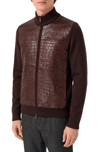 Кардиган с отделкой из кожи крокодила ZILLI, арт. KZMC01M0340VCRB00, фото 3