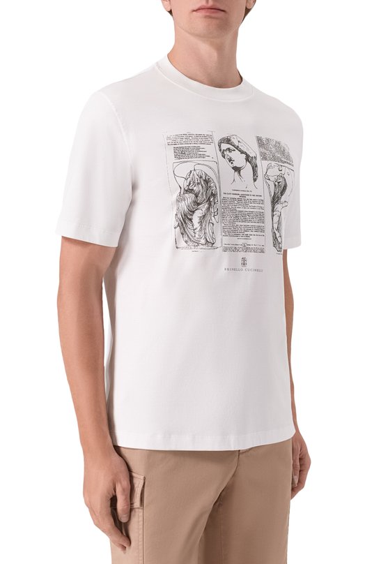 Хлопковая футболка Brunello Cucinelli M0B138517 Белый  M0B138517 Фото 3