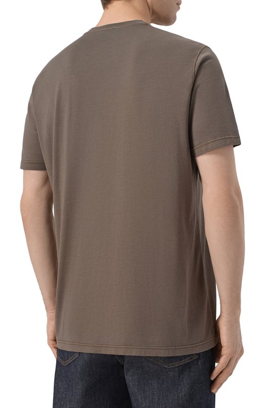 Футболка из шелка и хлопка Kiton UMK0874 Коричневый  UMK0874 Фото 4