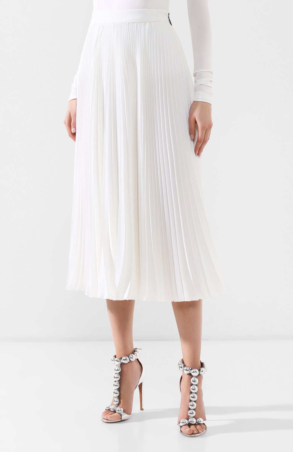 Плиссированная юбка MSGM белого цвета по цене 46900 руб., арт. 2641MDD26P 195137, фото 3 Плиссированная юбка MSGM, арт. 2641MDD26P 195137, фото 3
