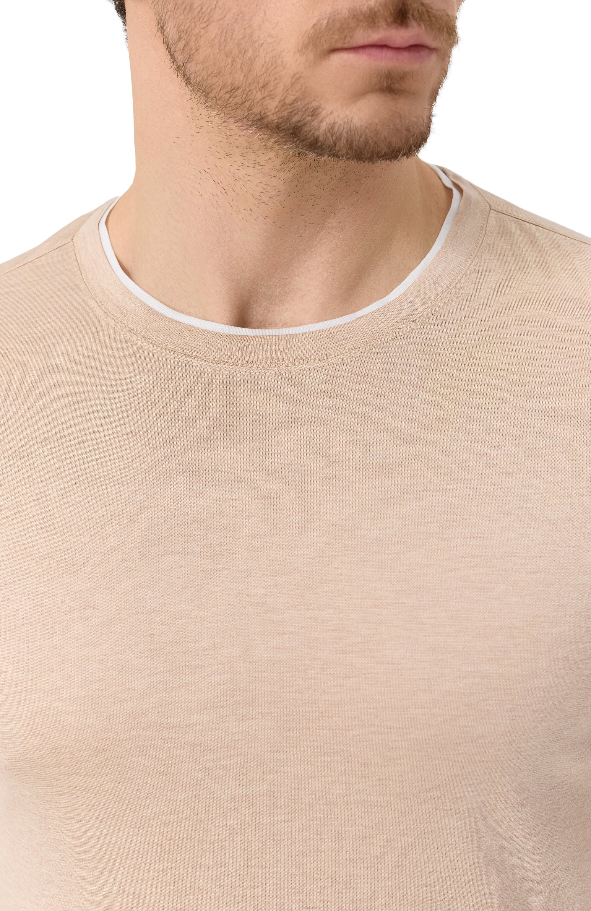 Футболка из шелка и хлопка GRAN SASSO бежевого цвета по цене 30700 руб., арт. 60123/78410, фото 5 Футболка из шелка и хлопка GRAN SASSO, арт. 60123/78410, фото 5