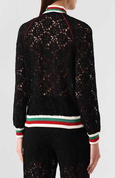 Бомбер из смеси вискозы и хлопка GUCCI черного цвета по цене 285120 руб., арт. 575927/ZACDX, фото 4 Бомбер из смеси вискозы и хлопка GUCCI, арт. 575927/ZACDX, фото 4