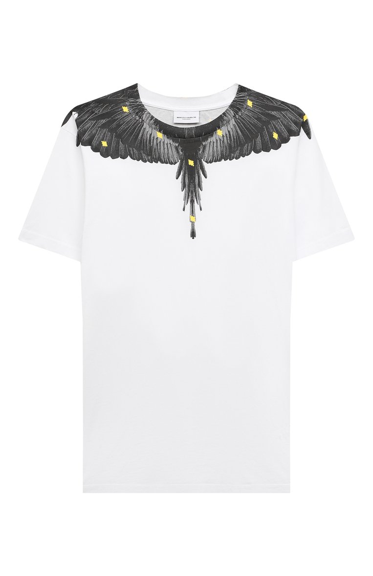 Детская хлопковая футболка MARCELO BURLON KIDS OF MILAN белого цвета, арт. 21E/B/MB/1114/0010/8-14Y | Фото 1 (Материал внешний: Хлопок; Рукава: Короткие; Региональные ограничения белый список (Axapta Mercury): RU; Мальчики Кросс-КТ: Футболка-одежда; Драгоценные камни: Проставлено; Материал сплава: Проставлено)