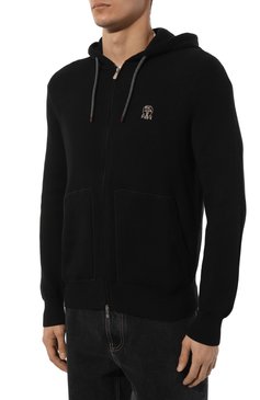 Мужской хлопковый кардиган BRUNELLO CUCINELLI черного цвета, арт. M2920B2311 | Фото 3 (Длина (для топов): Стандартные; Материал внешний: Хлопок; Рукава: Длинные; Мужское Кросс-КТ: Кардиган-одежда; Стили: Кэжуэл; Застежка: Молния)