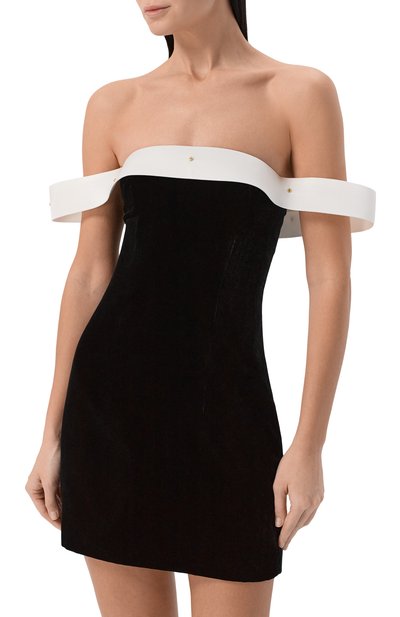 Бархатное платье с отделкой перьями страуса YVON, арт. 0 160036, фото 5