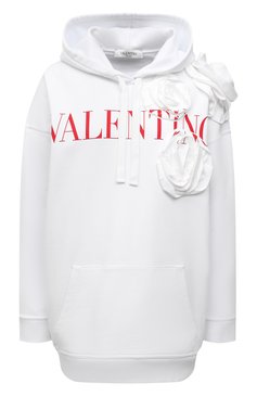 Женский хлопковое худи VALENTINO белого цвета, арт. WB3MF10I6HD | Фото 1 (Рукава: Длинные; Длина (для топов): Удлиненные; Материал сплава: Проставлено; Материал внешний: Хлопок; Стили: Спорт-шик; Женское Кросс-КТ: Худи-одежда; Драгоценные камни: Проставлено)