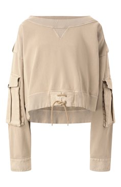 Женский хлопковый свитшот DSQUARED2 бежевого цвета, арт. S75GU0585/S25030 | Фото 1 (Длина (для топов): Стандартные; Рукава: Длинные; Материал внешний: Хлопок; Женское Кросс-КТ: Свитшот-одежда; Стили: Спорт-шик)