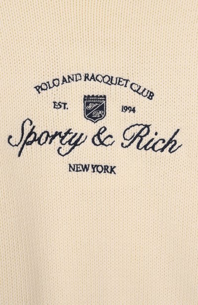 Хлопковый пуловер SPORTY AND RICH кремового цвета по цене 21800 руб., арт. WS09375412WH37, фото 3 Хлопковый пуловер SPORTY AND RICH, арт. WS09375412WH37, фото 3