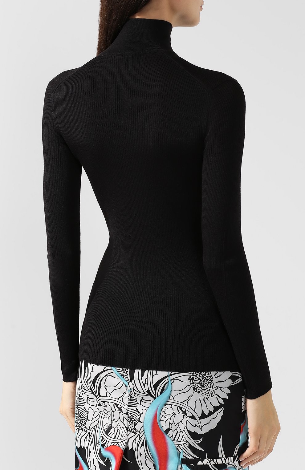 Однотонная водолазка из смеси шерсти и шелка PRADA, арт. 126237-1RZ2-F0002, фото 4