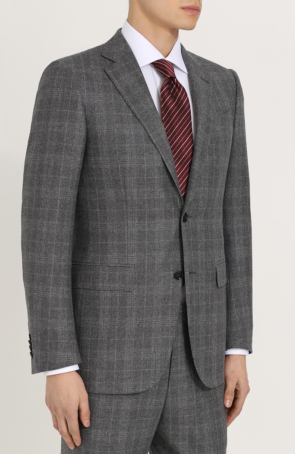 Шерстяной костюм в клетку с пиджаком на двух пуговицах GIORGIO ARMANI, арт. ZSVI5R/ZS138, фото 2