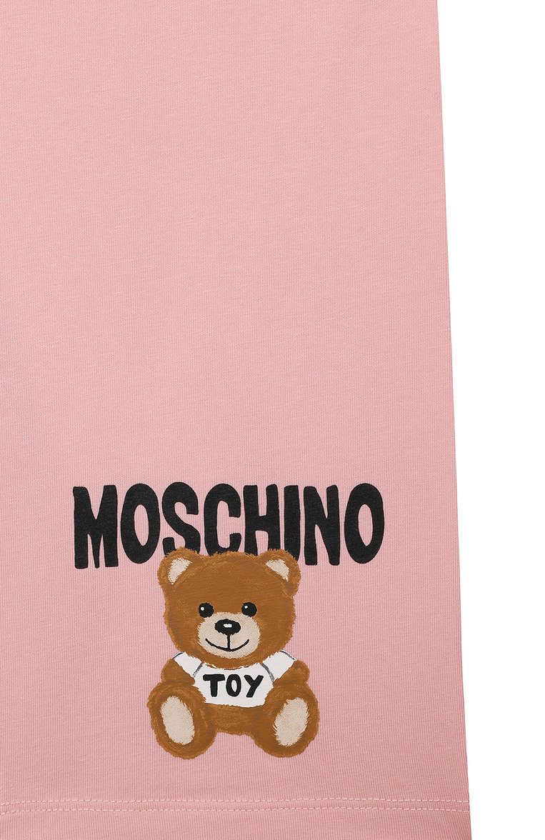 Детские хлопковые шорты MOSCHINO розового цвета, арт. HDQ00Y/LBA10/12 | Фото 3 (Материал внешний: Хлопок; Случай: Повседневный; Нос: Не проставлено)