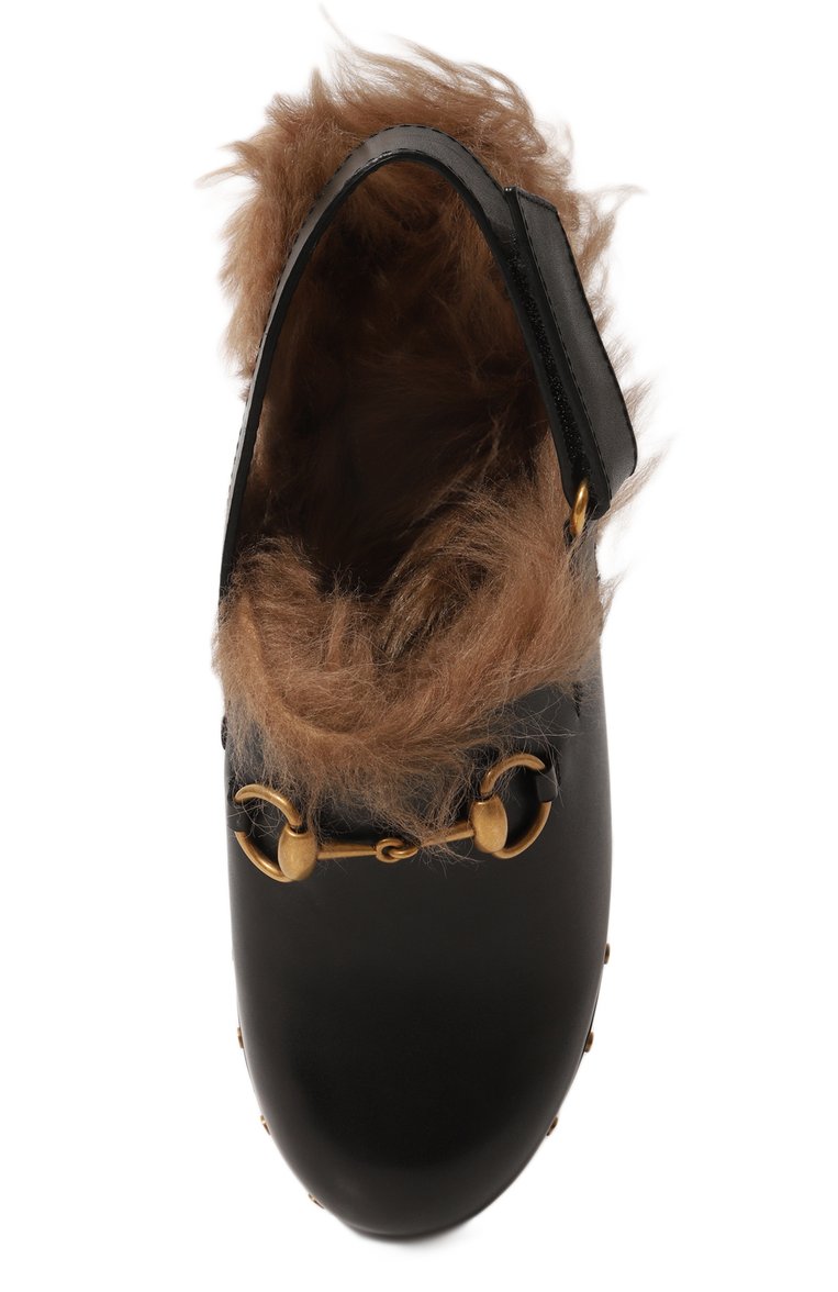 Женские кожаные сабо amstel GUCCI разноцветного цвета, арт. 397747 BLR90 | Фото 6 (Подошва: Платформа; Материал утеплителя: Натуральный мех; Каблук высота: Низкий; Материал внешний: Натуральная кожа)