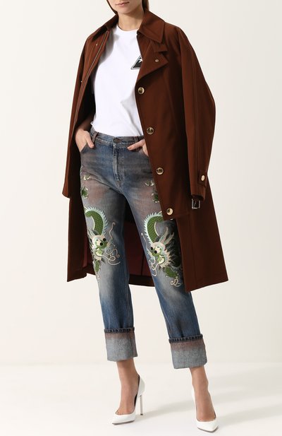 Джинсы прямого кроя с потертостями и вышивкой GUCCI, арт. 478003/XR713, фото 2