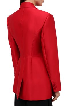 Женский шелковый жакет ALEXANDER MCQUEEN красного цвета, арт. 636289/QBAAW | Фото 5 (Материал подклада: Синтетический материал; Рукава: Длинные; Материал внешний: Шелк; 1-2-бортные: Однобортные; Женское Кросс-КТ: Жакет-одежда; Случай: Вечерний; Длина (для топов): Удлиненные)