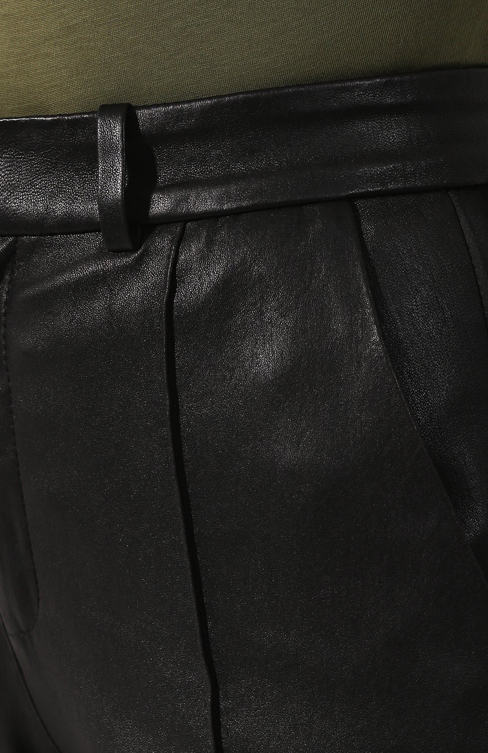Кожаные брюки SPRWMN черного цвета по цене 185500 руб., арт. BTM-007-L/TAIL0RED PANT SATEEN TUX, фото 5 Кожаные брюки SPRWMN, арт. BTM-007-L/TAIL0RED PANT SATEEN TUX, фото 5