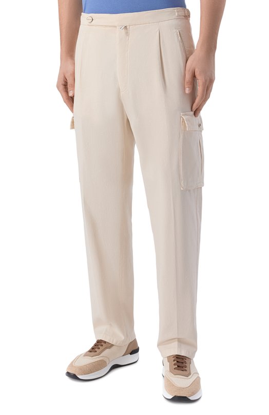 Брюки-карго из хлопка и кашемира Kiton UP0005K0611H Кремовый  UP0005K0611H Фото 3