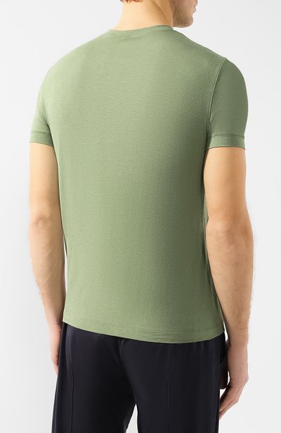Футболка из вискозы GIORGIO ARMANI зеленого цвета по цене 34250 руб., арт. 8NST52/SJP4Z, фото 4 Футболка из вискозы GIORGIO ARMANI, арт. 8NST52/SJP4Z, фото 4