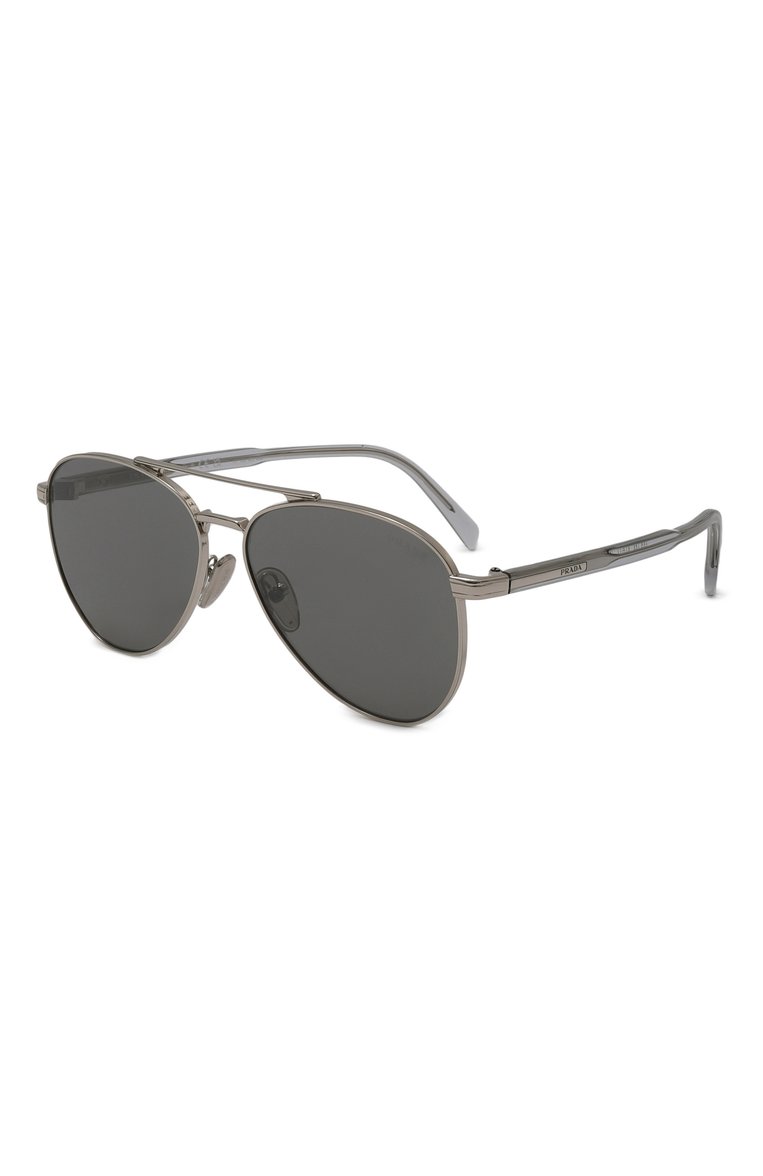 Мужские солнцезащитные очки PRADA серого цвета, арт. A58S-1BC175 | Фото 1 (Нос: Не проставлен�о; Региональные ограничения белый список (Axapta Mercury): Не проставлено; Материал: Металл; Тип очков: С/з; Кросс-КТ: С/з-мужское; Оптика Гендер: оптика-мужское; Очки форма: Авиаторы)